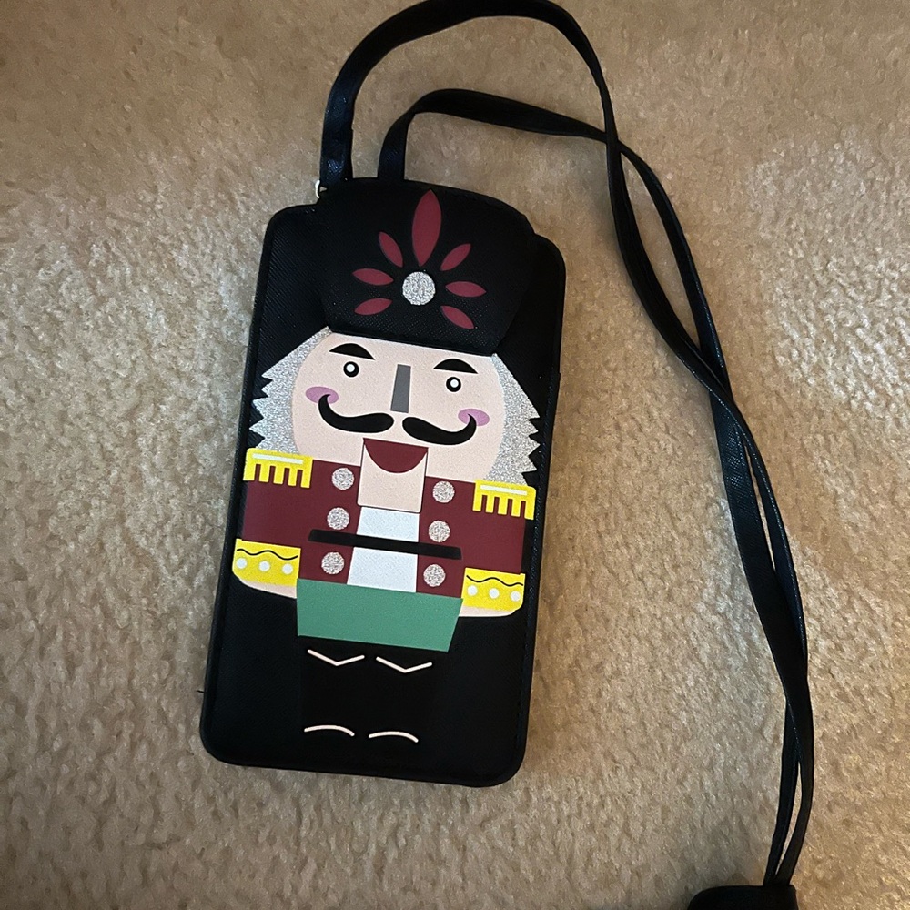 Black Nutcracker Design phone crossbody Bag